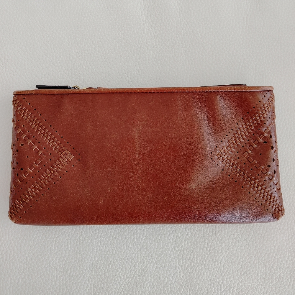 Coach Leather Wristlet with Laser Cut Detail - Rich Brown - OS - Picture 4 of 8